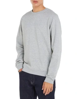 Calvin Klein Cotton Blend Sweatshirt In Grey Heather