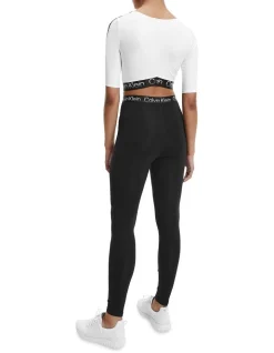 Calvin Klein Cropped Logo Top In Bright White -Calvin Klein Sales 946452340 3 720x928