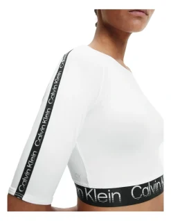 Calvin Klein Cropped Logo Top In Bright White -Calvin Klein Sales 946452340 4 720x928