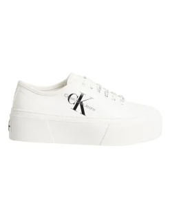 Calvin Klein Cotton Cupsole Flatform Sneaker In White