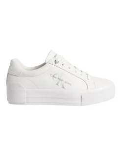 Calvin Klein Leather Flatform Trainers In White