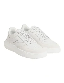Calvin Klein Chunky Leather Cupsole Sneaker In Bright White