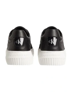 Calvin Klein Chunky Leather Cupsole Sneakers In Black