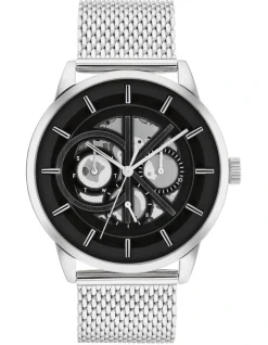 Calvin Klein Modern Skeleton Men's Qtz Multifunction Watch 25200213 In Black/Stainless Steel