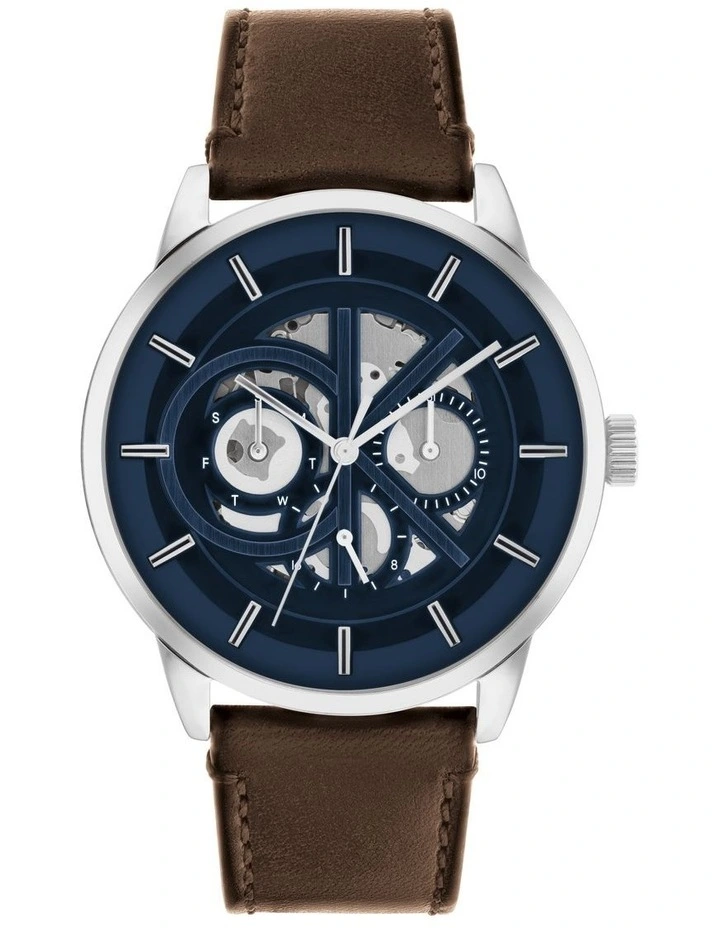 Modern Skeleton Men's Qtz Multifunction Watch 25200216 in Brown Leather Calvin Klein Modern Skeleton Men's Qtz Multifunction Watch 25200216 In Brown Leather -Calvin Klein Sales