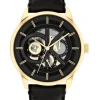 Calvin Klein Modern Skeleton Men's Qtz Multifunction Watch 25200217 In Black Leather