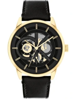 Calvin Klein Modern Skeleton Men's Qtz Multifunction Watch 25200217 In Black Leather