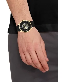 Calvin Klein Modern Skeleton Men's Qtz Multifunction Watch 25200217 In Black Leather -Calvin Klein Sales 961833430 4 720x928