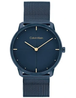 Calvin Klein Iconic Ionic Unisex Qtz Watch 25200160 In Plated Blue Steel
