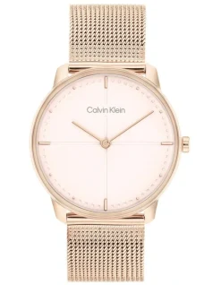 Calvin Klein Iconic IP Carnation Unisex Qtz Watch 25200158 In Gold Steel