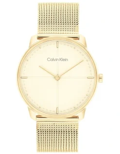 Calvin Klein Iconic Ionic Unisex Qtz Watch 25200159 In Gold Plated Steel