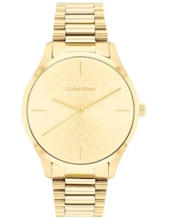 Calvin Klein Iconic Ionic Unisex Qtz Watch 25200221 In Gold Plated Steel