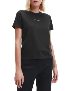 Calvin Klein Black Micro Logo Cotton T-Shirt In Black