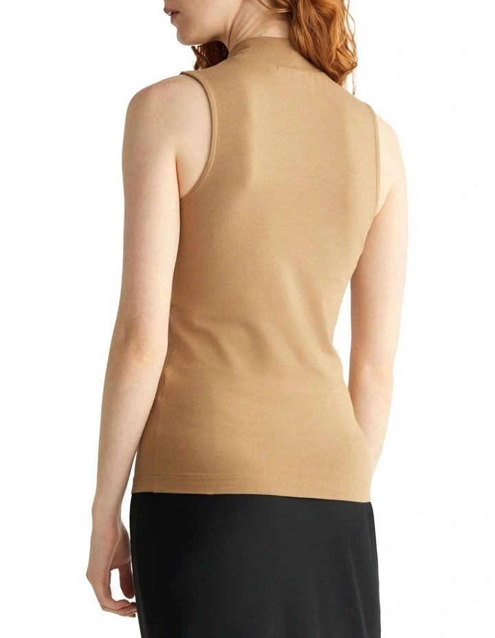 Modal Stretch Mock Neck Tank in Beige Calvin Klein Modal Stretch Mock Neck Tank In Beige -Calvin Klein Sales