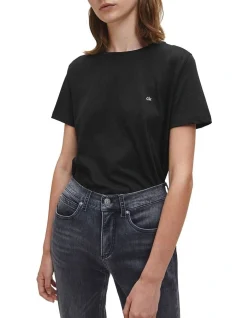 Calvin Klein Small CK C-Neck Top In Black