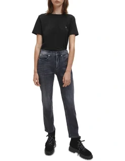 Calvin Klein Small CK C-Neck Top In Black -Calvin Klein Sales 962278750 3 720x928