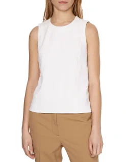 Calvin Klein Travel Crepe Top In Ecru