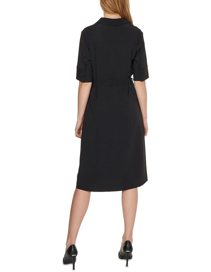 Travel Crepe V Neck Midi Dress in Black Calvin Klein Travel Crepe V Neck Midi Dress In Black -Calvin Klein Sales