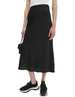Calvin Klein Recycled Bias Cut Midi Skirt In Black