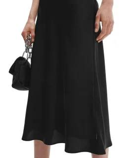 Calvin Klein Recycled Bias Cut Midi Skirt In Black -Calvin Klein Sales 962899210 3 720x928