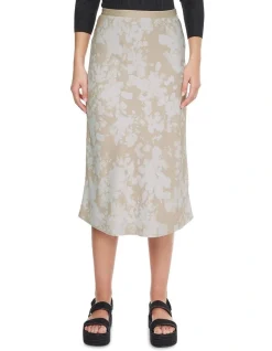 Calvin Klein Reimagined Floral Printed Skirt In Beige
