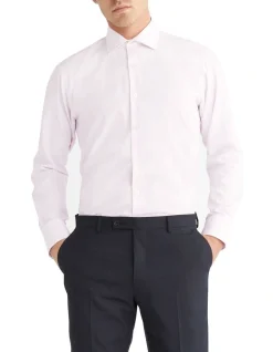 Calvin Klein Slim Long Sleeve Mini Dobby Shirt In Pink