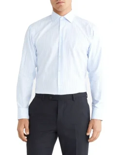 Calvin Klein Slim Long Sleeve Stripe Shirt In Blue
