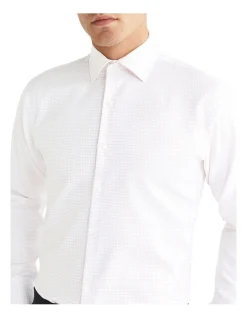 Calvin Klein Slim Long Sleeve 1 Colour Mid Check Shirt In White -Calvin Klein Sales 967826530 4 720x928