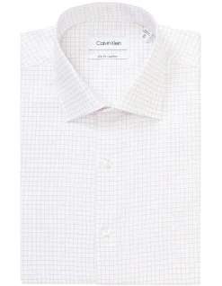 Calvin Klein Slim Long Sleeve 1 Colour Mid Check Shirt In White -Calvin Klein Sales 967826530 5 720x928