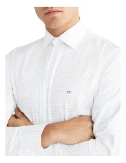Calvin Klein Slim Long Sleeve White With Brown Mid Check Shirt -Calvin Klein Sales 967826620 4 720x928