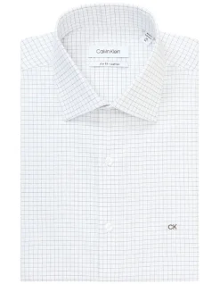 Calvin Klein Slim Long Sleeve White With Brown Mid Check Shirt -Calvin Klein Sales 967826620 5 720x928