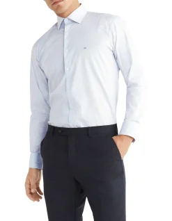 Calvin Klein Slim Long Sleeve Mini Dot Print Shirt In Blue