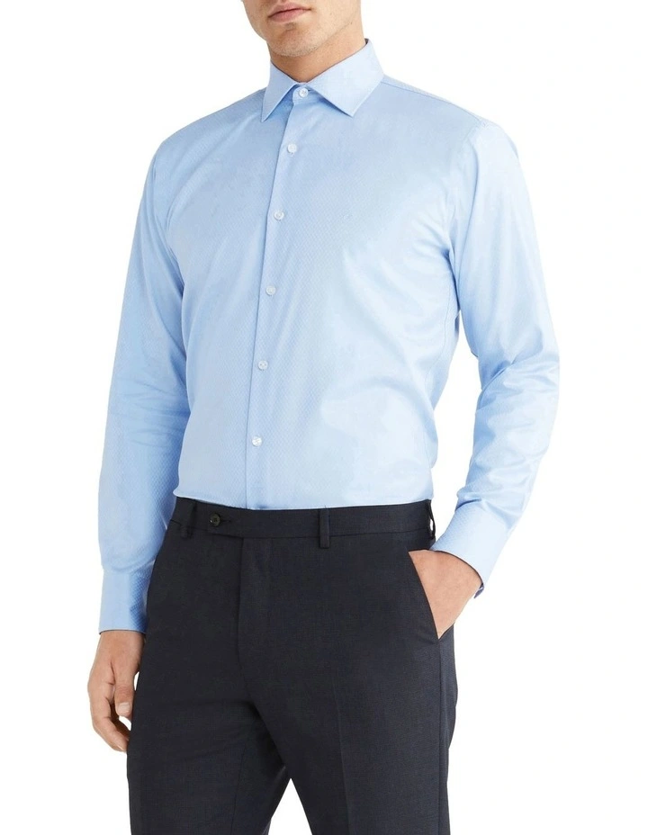 Slim Long Sleeve 1 Colour Dobby Shirt in Blue Calvin Klein Slim Long Sleeve 1 Colour Dobby Shirt In Blue -Calvin Klein Sales