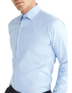 Calvin Klein Slim Long Sleeve 1 Colour Dobby Shirt In Blue 3 Calvin Klein Slim Long Sleeve 1 Colour Dobby Shirt In Blue -Calvin Klein Sales 967826890 4 720x928