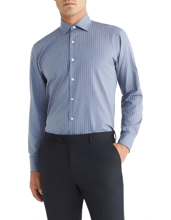 Slim Long Sleeve Stripe Shirt in Blue Calvin Klein Slim Long Sleeve Stripe Shirt In Blue -Calvin Klein Sales