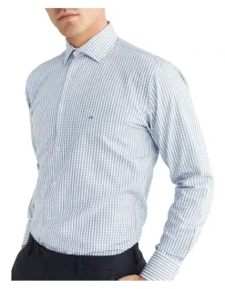 Calvin Klein Slim Long Sleeve Marle Check Shirt In Blue -Calvin Klein Sales 967827970 4 720x928