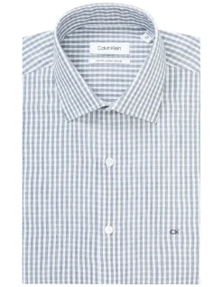 Calvin Klein Slim Long Sleeve Marle Check Shirt In Blue -Calvin Klein Sales 967827970 5 720x928