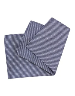 Calvin Klein Silver Horizontal Stripe Pocket Square In Blue