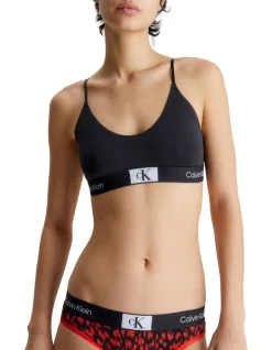 Calvin Klein 1996 Cotton Unlined Bralette In Black