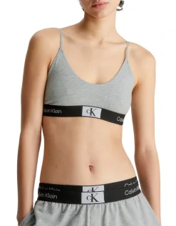 Calvin Klein 1996 Cotton Unlined Bralette In Grey