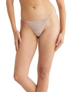Calvin Klein Allover Lace String Thong In Beige