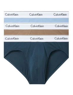 Calvin Klein 3 Pack Modern Cotton Stretch Briefs In Blue Multi