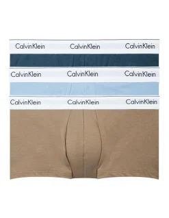 Calvin Klein 3 Pack Modern Cotton Stretch Low Rise Trunks In Blue Multi