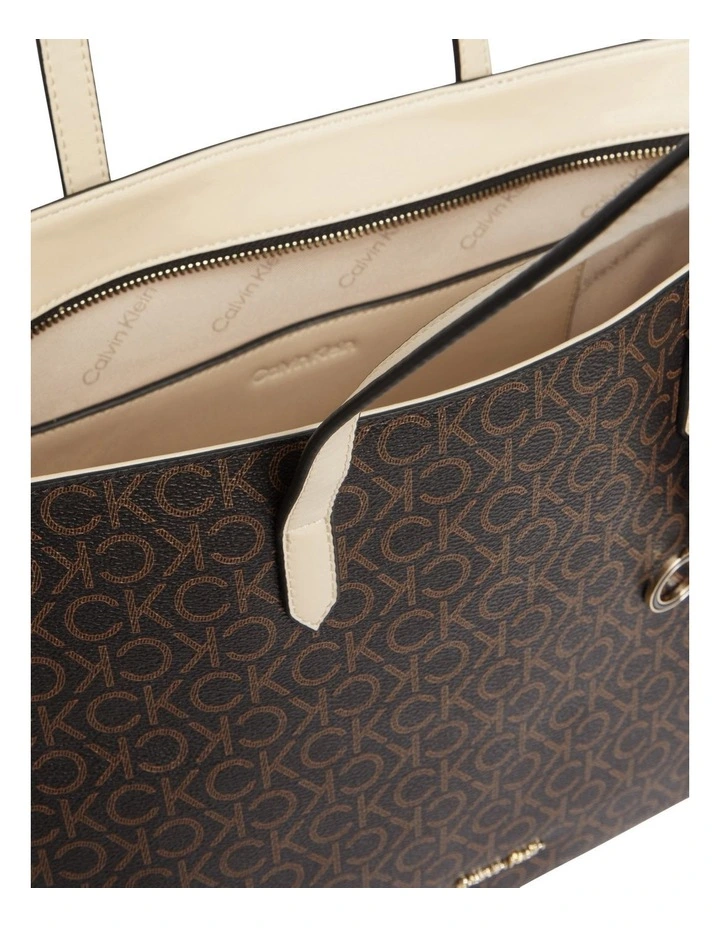 Mono Faux Leather Tote Bag in Brown Calvin Klein Mono Faux Leather Tote Bag In Brown -Calvin Klein Sales