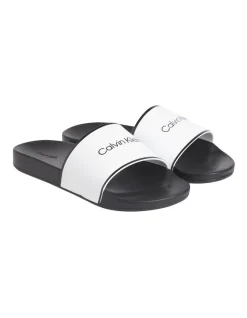 Calvin Klein Logo Slides In Black/White