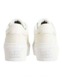 Calvin Klein Leather Low Top Lace Up Sneakers In Ivory -Calvin Klein Sales 976532500 3 720x928