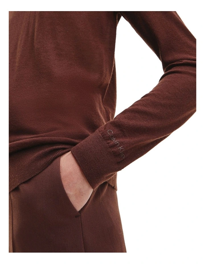 Merino Crew Neck Sweater in Brown Calvin Klein Merino Crew Neck Sweater In Brown -Calvin Klein Sales