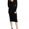 Calvin Klein Rib Open Neck Dress In Black