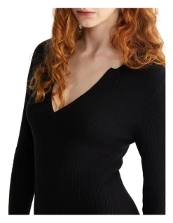 Calvin Klein Rib Open Neck Dress In Black 2 Calvin Klein Rib Open Neck Dress In Black -Calvin Klein Sales 986428540 3 720x928