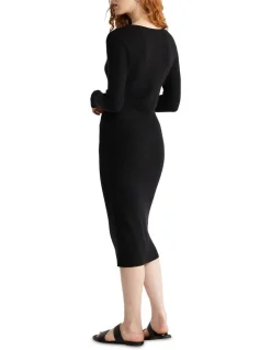 Calvin Klein Rib Open Neck Dress In Black 3 Calvin Klein Rib Open Neck Dress In Black -Calvin Klein Sales 986428540 4 720x928